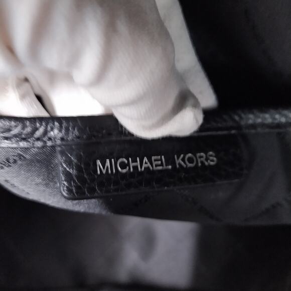 Michael Kors Black Coated Canvas Leather Trim MK Printed Zipper Backpack main image 12